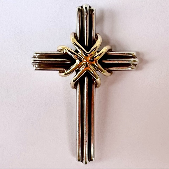 Tiffany and Co 925 750 cross pendant